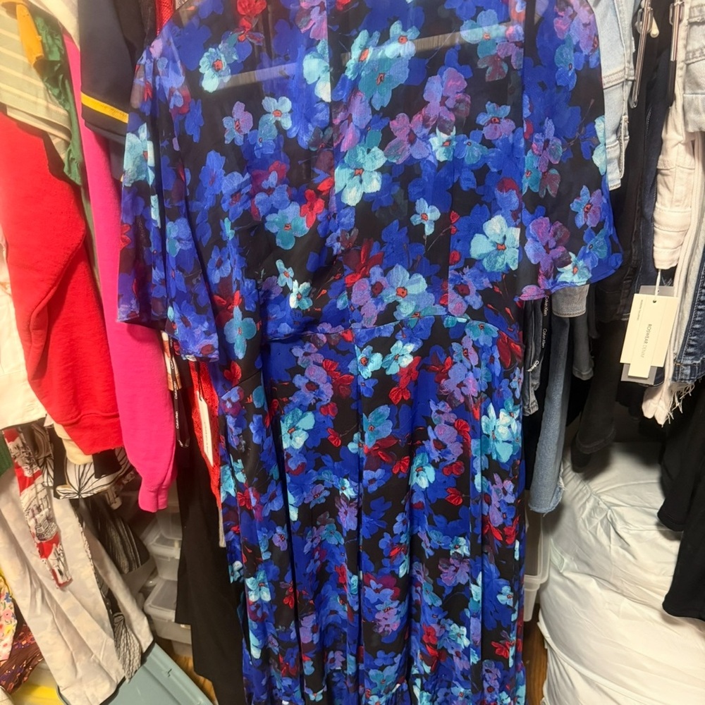 Floral Blue and Red Dress